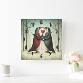 ペンギンラブ2 スクエア壁時計 (ホーム)