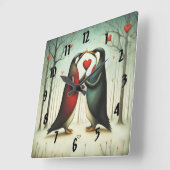 ペンギンラブ2 スクエア壁時計 (傾斜)