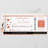 ペンギンラブ/ハート ボーディングパス ウェディング インビテーション (正面/裏面)