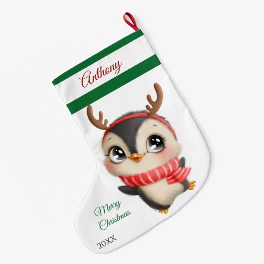 ペンギンラージクリスマスストッキング ラージクリスマスストッキング (裏面 (吊り時))