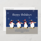 ペンギンレッドスカーフのクリスマスグリーティ企業のング ポストカード (正面/裏面)