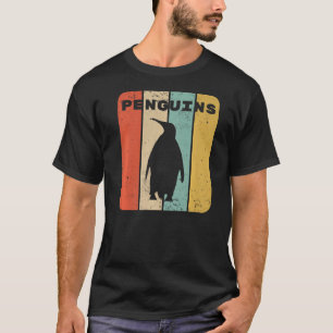 ペンギンヴィンテージサンセットレトロかわいいウィメンズペンギン Tシャツ