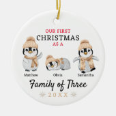 ペンギン三種初めてのクリスマス セラミックオーナメント (正面)