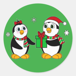 ペンギン与えの友人クリスマスプレゼント ラウンドシール
