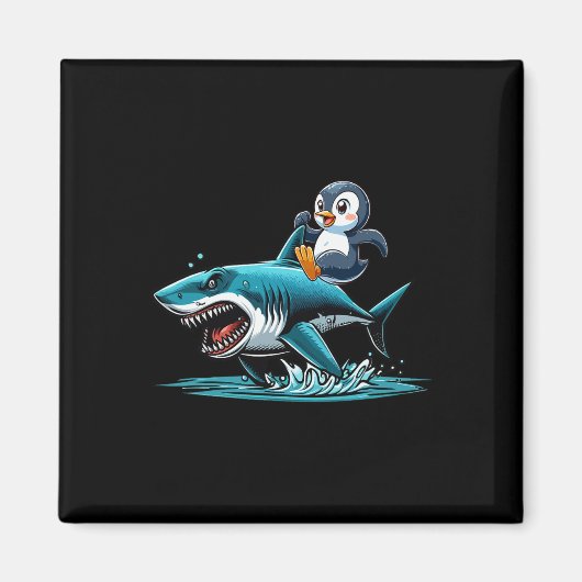 ペンギン乗りサメ衣装シーシー動物愛好家キッズ マグネット (正面)