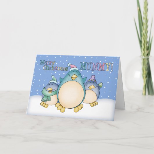 ペンギン付きミイラのクリスマスカード シーズンカード (正面)