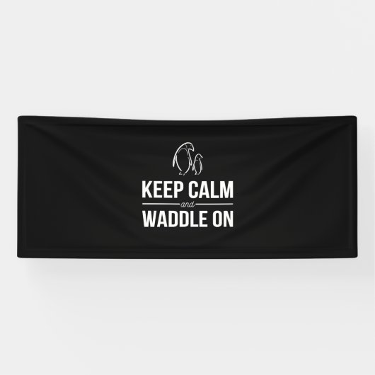 ペンギン保が落ち着いて歩き回る 横断幕 (横)