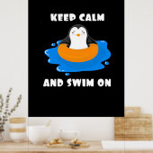 ペンギン保が落ち着いて泳ぐ ポスター (キッチン)