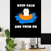 ペンギン保が落ち着いて泳ぐ ポスター (ホームオフィス)