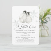 ペンギン冬のスノーフレークブルードライブバイベビーシャワー 招待状 (スタンド正面)