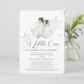 ペンギン冬のスノーフレークブルーベビーシャワーbyメール 招待状 (スタンド正面)