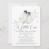 ペンギン冬のスノーフレークブルーベビーシャワーbyメール 招待状 (正面)