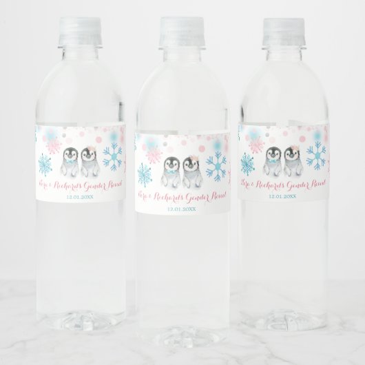 ペンギン冬の性別が水瓶のラベルを明らかにする ペットボトルラベル (ボトル)