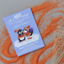 ペンギン冬の雪誕生日ベビーシャワー