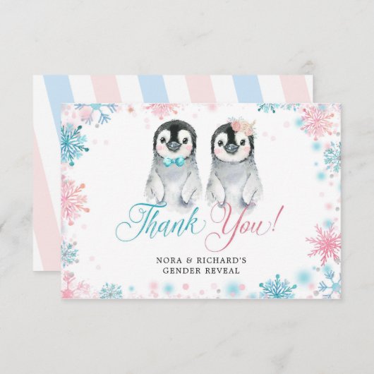 ペンギン冬ジェンダーのサンキューカード サンキューカード (正面/裏面)
