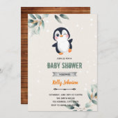 ペンギン動物園の動物が誕生日の招待状をシャワーに出す 招待状 (正面/裏面)