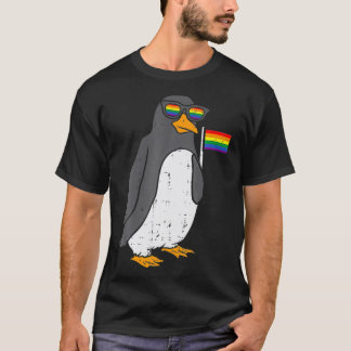 ペンギン動物LGBTQレインボー国旗ゲイプライドAly M Tシャツ