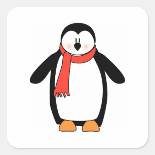 ペンギン包まれたインレッドスカーフ スクエアシール