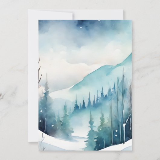 ペンギン北極冬の誕生日の編集可能テンプレート 招待状 (裏面)