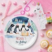 ペンギン北極冬の誕生日テンプレート ペーパープレート (パーティー)