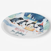 ペンギン北極冬の誕生日テンプレート ペーパープレート (アングル)