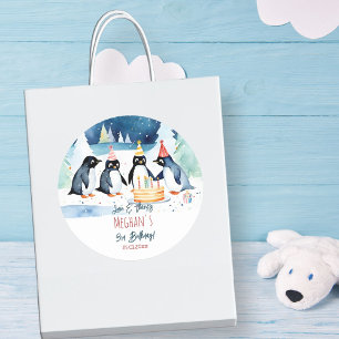 ペンギン北極冬感謝していの誕生日 ラウンドシール