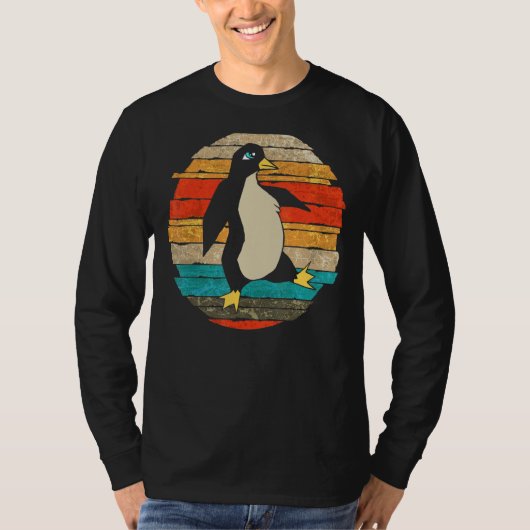 ペンギン南極動物鳥獣レトロペンギン Tシャツ (正面)