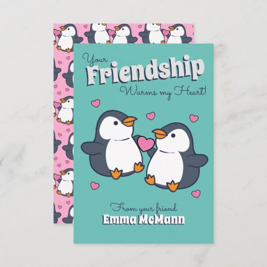 ペンギン友好教室バレンタインカード サンキューカード (正面/裏面)