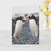 ペンギン友情の友人グリーティングカード カード (黄色い花)