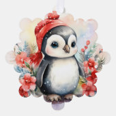 ペンギン名前を追加かわいいクリスマス オーナメントカード (正面)