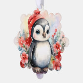 ペンギン名前を追加かわいいクリスマス オーナメントカード (左)