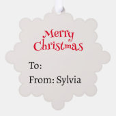 ペンギン名前を追加かわいいクリスマス オーナメントカード (裏面)