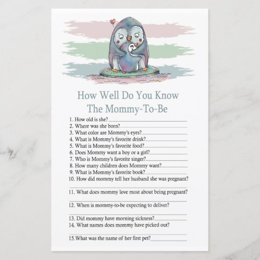 ペンギン君は赤ちゃんシャワーのゲームをどれだけ知っているか (正面)