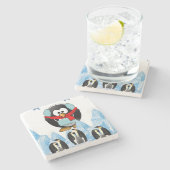 ペンギン大理石コースタークリスマス ストーンコースター (横)