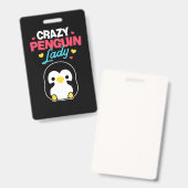 ペンギン好きな crazy レディ バッジ (正面＆裏面)