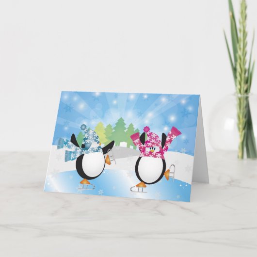 ペンギン姿スケートで滑るカード シーズンカード (正面)