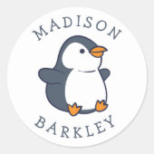 ペンギン子どもたちの愛らしい封筒用シール ラウンドシール (正面)