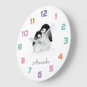 ペンギン子供部屋デコールウォールクロック ラージ壁時計 (傾斜)