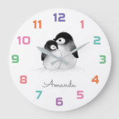 ペンギン子供部屋デコールウォールクロック ラージ壁時計 (正面)