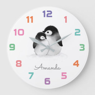 ペンギン子供部屋デコールウォールクロック ラージ壁時計