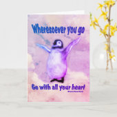 ペンギン孔子引用文感動的カード カード (黄色い花)