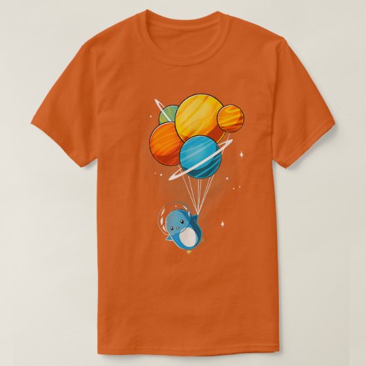 ペンギン宇宙飛行士ペンギン宇宙保持惑星 Tシャツ (デザイン正面)