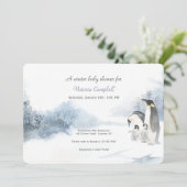 ペンギン家族の赤ちゃんシャワー 招待状 (スタンド正面)