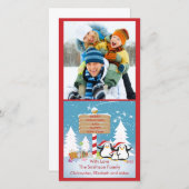 ペンギン家族の3ホリデークリスマスフォトカード シーズンカード (正面/裏面)