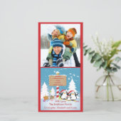 ペンギン家族の3ホリデークリスマスフォトカード シーズンカード (スタンド正面)