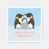ペンギン家族赤ちゃんシャワーパーティー用品Decor スタンダードカクテルナプキン (正面)