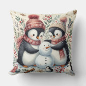 ペンギン建物A雪だるま クッション (正面)
