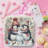 ペンギン建物A雪だるま ペーパープレート (パーティー)