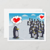 ペンギン愛のバレンティおもしろいンのカード ポストカード (正面/裏面)