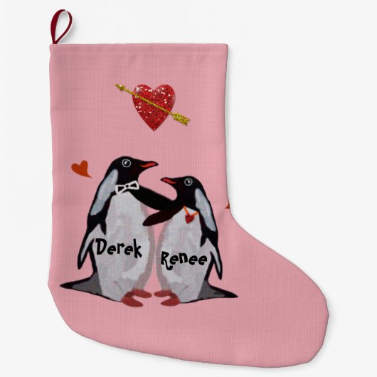 ペンギン愛クリスマスのストッキング ラージクリスマスストッキング (正面)